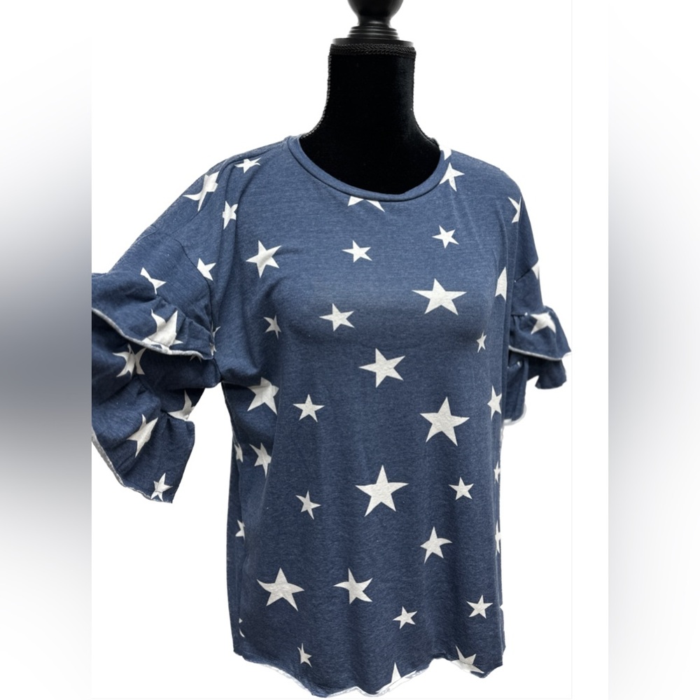 Star Ruffles Sleeves Blouse made in USA
